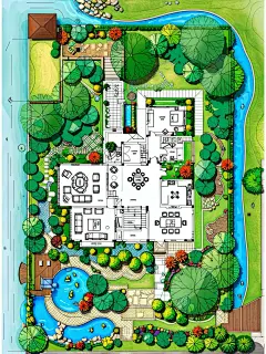 庭院/花园景观设计平面图/庄园/会所/彩平/总图图片大全-庭院/花园景观设计平面图/庄园/会所/彩平/总图高清好看的图片--花瓣齐尚景观-庭院 ...