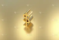 黄金几何货币形状形式的3d渲染