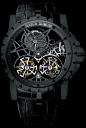 ROGER DUBUIS Excalibur Skeleton Double Flying Tourbillon in Black Titanium: 