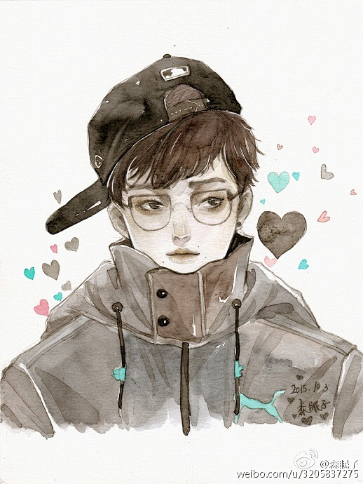 小清新 少女心 花 童话 花花草草 步骤 教程 线稿 线条 水彩 男生