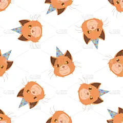请柬,生日,猫,矢量,贺卡,四方连续纹样,动物头,圣伯纳犬,可爱的