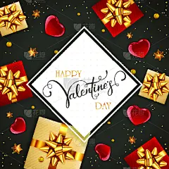 情人节卡,礼物,黄金,蝴蝶结,黑色背景,动物心脏,贺卡,婚姻,边框,模板