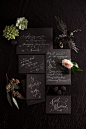 Laura Lavender Calligraphy - Hand Lettered Invitation Suite - weddings - White Calligraphy on Black via Etsy