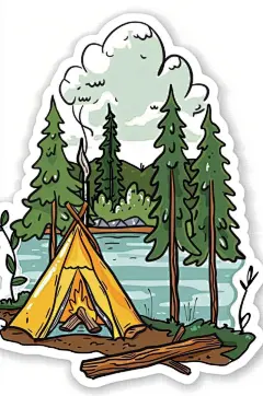 AI数字艺术户外露营插画贴纸元素-众图网