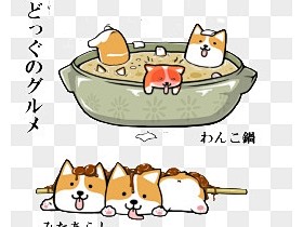 扁平化卡通柴犬 狗