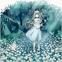青々 p站 二次元 插画 少女 头像 手绘 绮丽 森林