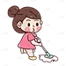 卡通风女孩的日常贴纸-拖地
