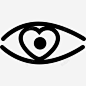 眼睛轮廓的心脏形状的虹膜图标 平面电商 创意素材