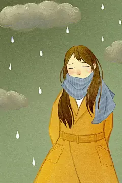 伤心心情手绘女孩插画