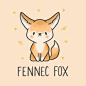 Cute fennec fox cartoon hand drawn style Premium Vector