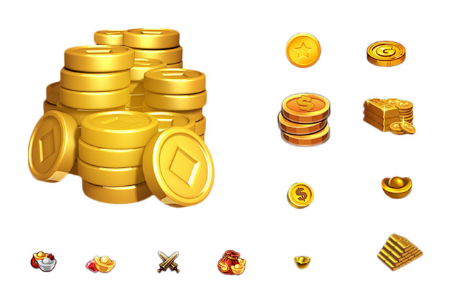 图标-金币、货币、剑、元宝。 (658×...