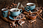 Breakfast with coffee and chocolate biscotti