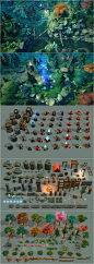 unity3d场景模型 游戏建筑植物树木石头欧美塔防卡通手绘素材资源-淘宝网