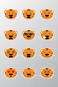 卡通老虎头表情包元素