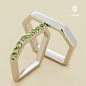 LINXUS原创设计 初见 纯银镀铂金镶天然橄榄石情侣对戒指 正品-淘宝网