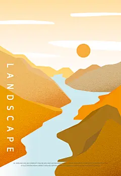 扁平风手绘风景插画模版