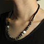天然石木质珠子波西米亚风复古个性原创男女款时尚流行饰品短项链-淘宝网
