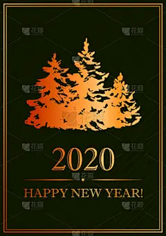 贺卡,圣诞树,高雅,垂直画幅,矢量,新年前夕,绘画插图,黄金