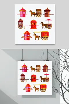 中式古建筑矢量元素素材图片