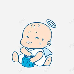 卡通用力拧开瓶盖流汗的天使高清素材 免费下载 设计图片 页面网页 平面电商 创意素材 png素材