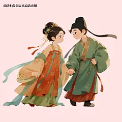 古风插画情侣免抠元素(点击左下角下载源文件)