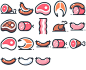 18个肉食食肉主义烤肉荤菜香肠厨房菜品图标icon插画矢量素材模板设计