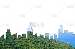 建筑,城市,海洋,森林,背景,插画,绿色建筑,形状,水,天空