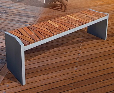 Wood and steel bench