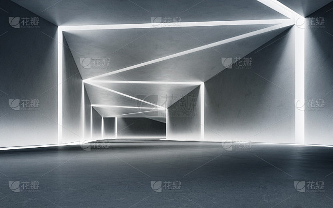 抽象室内设计现代展厅三维效果图。