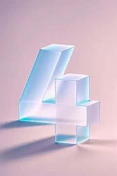 透明磨砂玻璃材质数字4模型图片