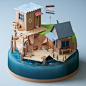 Low Poly Render 3D dollhouse Miniature Isometric lowpoly Low poly 3D