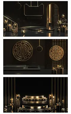 黑金电商炫酷高端大气3D展位展台活动banner设计C4D素材模板-淘宝网