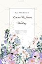 Wild flowers bouquet elegant card template. Floral