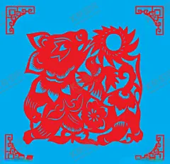 牛剪纸 【酷图网】剪纸,线条,矢量,传统,民俗,装饰,窗花,插画,牛,动物,生肖,勤劳