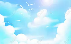 卡通手绘夏天天空插画原创插画海报卡通夏天夏日立夏夏季天空插画