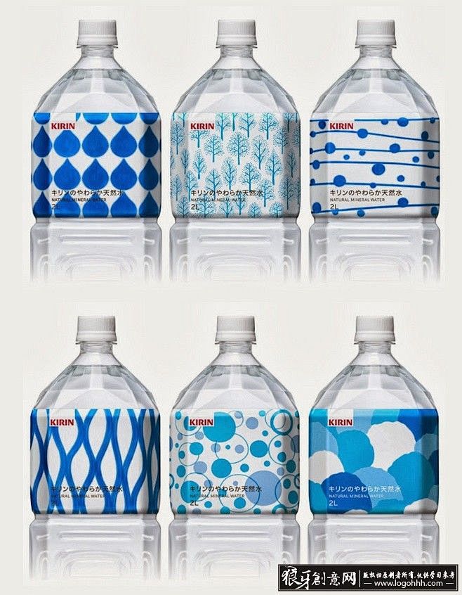 包装设计灵感 日本麒麟yawaraka天然矿泉水包装设计 创意矿泉水瓶贴