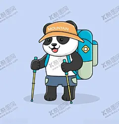 熊猫 【酷图网】熊猫,熊猫旅行,熊猫徒步旅行,卡通熊猫,熊猫插画,手绘熊猫,熊猫设计,登山杆,帽子