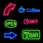 咖啡店开业霓虹灯字设计图片素材