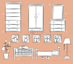 家具,卧室,肖像,床,沙发,装饰物,植物,分离着色,布置,花