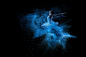 Young beautiful dancer jumping into blue powder cloud by Gergely Zsolnai on 500px
