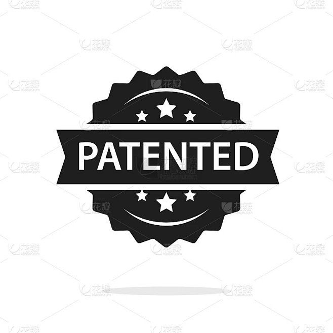 专利标签徽章向量黑白印章，知识产权版权保护标签印章隔离，成功专利，授权标志素材-花瓣网