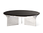 Low round aluminium and wood coffee table ALTO | Coffee table by Roche Bobois