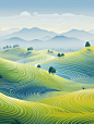 极简主义国家地理彩色云南梯田绿色自然风景航拍Midjourney关键词咒语-Ai宇宙吧-
