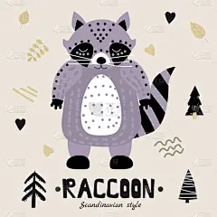 可爱的,浣熊,儿童,绘画插图,恶作剧,时尚,性格,矢量,式样
