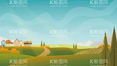 手绘乡村  - 源文件下载【酷图网】村庄,农村,乡村,山村,文明城市,绿色发展,新农村,手绘乡村
