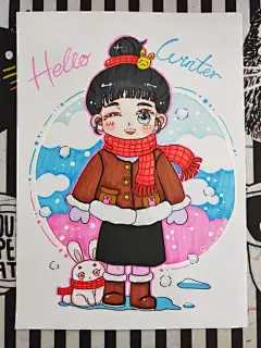 Q版动漫人物 马克笔手绘 原创：伊娃 ​​​​