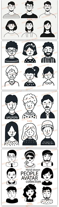 卡通动漫画人物设计ai矢量素材欧美动漫角色设定ps绘画临摹参考图-淘宝网