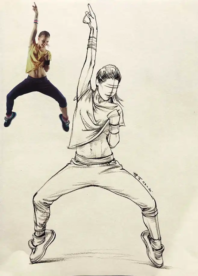 人物动态速写-花瓣网