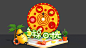 圆形红黄创新鲜果时光水果店夏季美陈堆头