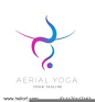 Abstract Aerial Yoga Silhouette Vector Logo 